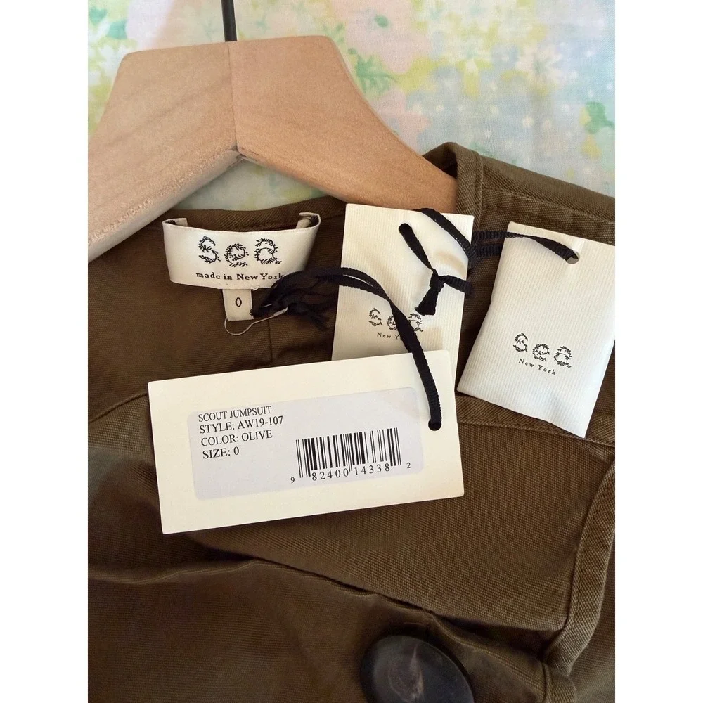 NWT Sea New York | Scout Long Sleeve Jumpsuit Olive Green Sz 0‎ Straight Leg